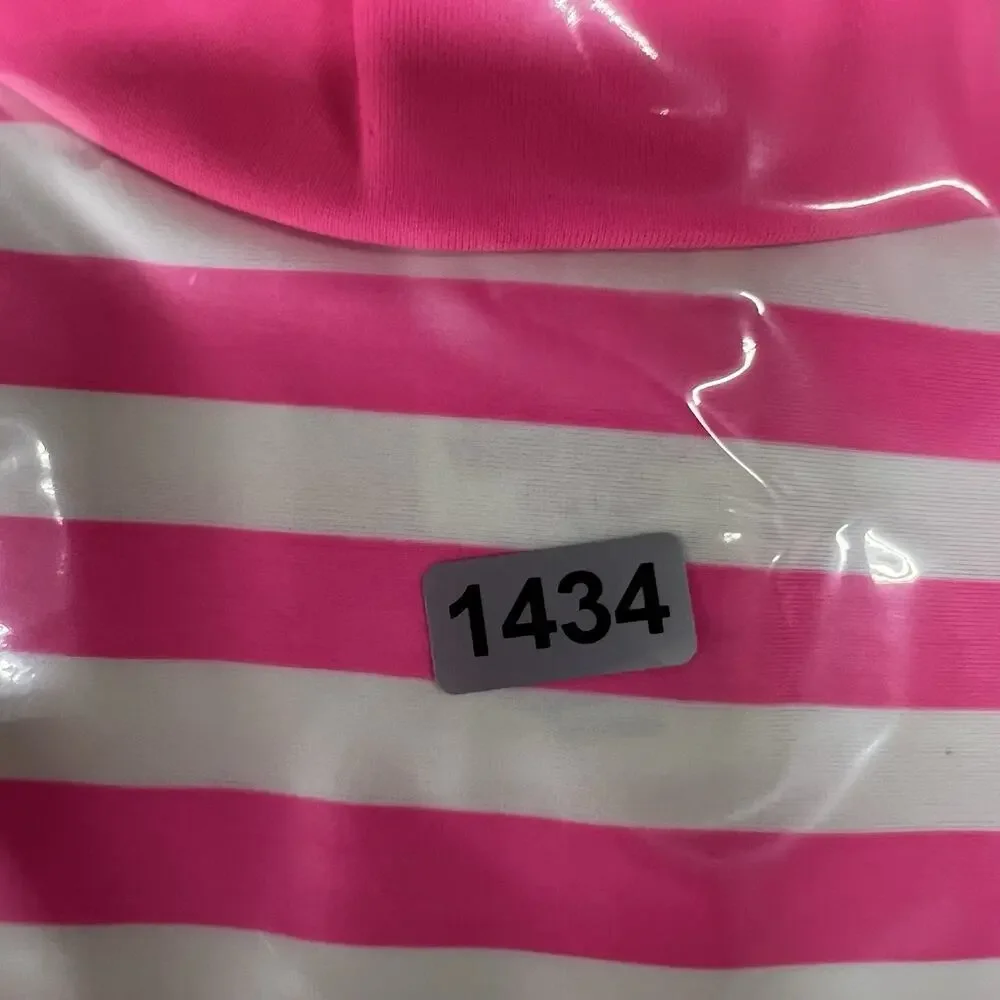 Boden 15 16 Youth Rash Guard Long Sleeve Swim Top Pink White Striped UPF 40+‎